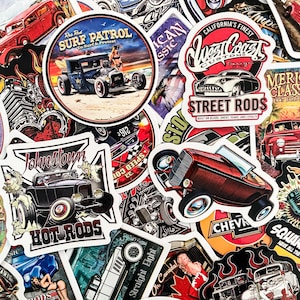 100 adesivi per auto retrò, adesivi classici americani, adesivi per auto, adesivi per hot rod, adesivi per auto, pacchetto di adesivi per garage vintage