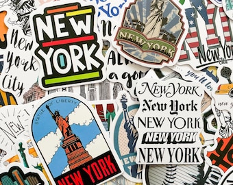 50 STKS NYC-oriëntatiepuntstickers, Vrijheidsbeeldstickers, New York Stickers, waterdichte vinylstickers voor tijdschriften, plakboek, skateboard