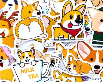 100 Random Cute Stickers, Corgi-Themed Vinyl, Kawaii Stickers, Waterproof for Laptop, Fun Stickers, Ideal for Journaling and Scrapbooking