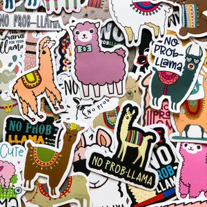100 Random Llama Stickers, Cute Llama and Alpaca Stickers, Funny Animal Stickers, Waterproof Stickers for Journal, Kids&#39; Craft, Water Bottle