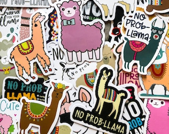 50 willekeurige lamastickers, stickers schattige lama's en alpaca's, stickers grappige dieren, waterdichte stickers voor dagboek, kinderambachten, waterfles