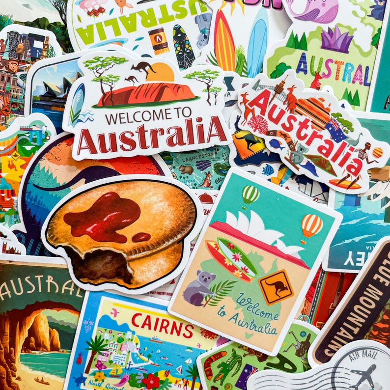 50 Random Australia Stickers, Sydney Travel Stickers, Kangaroo and ...