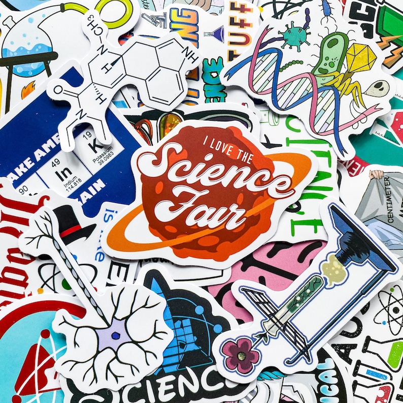 50PCS Funny Lab Stickers, Science Stickers, Cute Biology and Chemistry ...