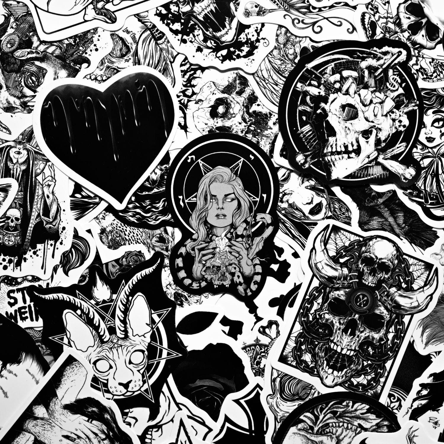 50 Adesivi Gotici Rosa Nera Stile Vintage – Impermeabili In Vinile Per Laptop, Bottiglie, Album E Kindle