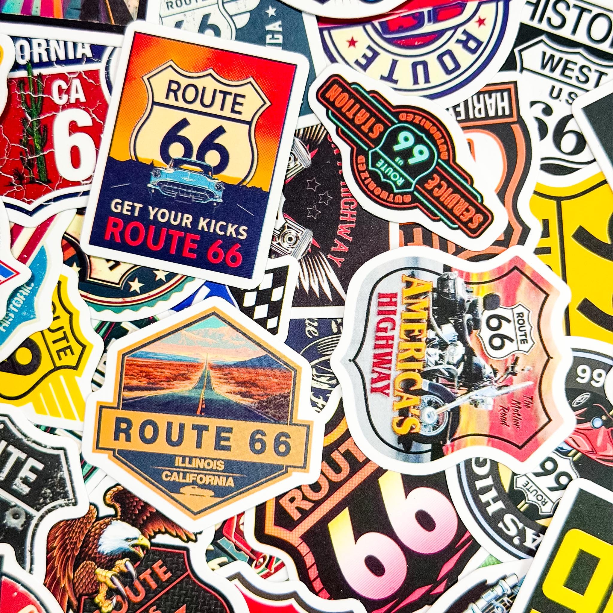 Road Sticker Type 50PCS Rustic Highway Stickers Pack, Adventurous Western Travel Stickers ...
