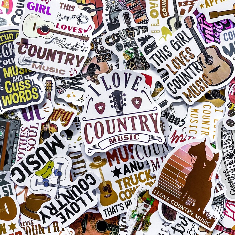 50pcs Lively & Country Music Stickers, Guitar Stickers, Artistic Music ...