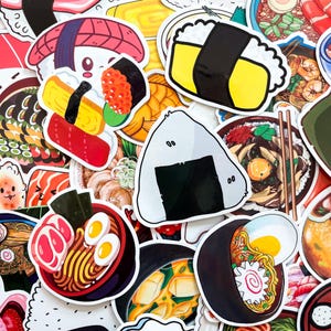 100 autocollants de cuisine japonaise aléatoire, autocollants de sushi et de ramen, autocollants de nourriture kawaii, autocollants imperméables pour journal, scrapbooking, travaux manuels