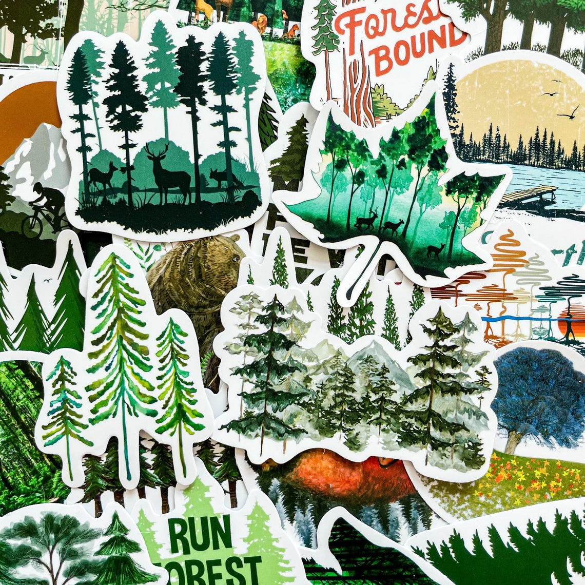 50 Random Forest Stickers, Nature Tree Stickers, Wildlife Stickers Pack ...