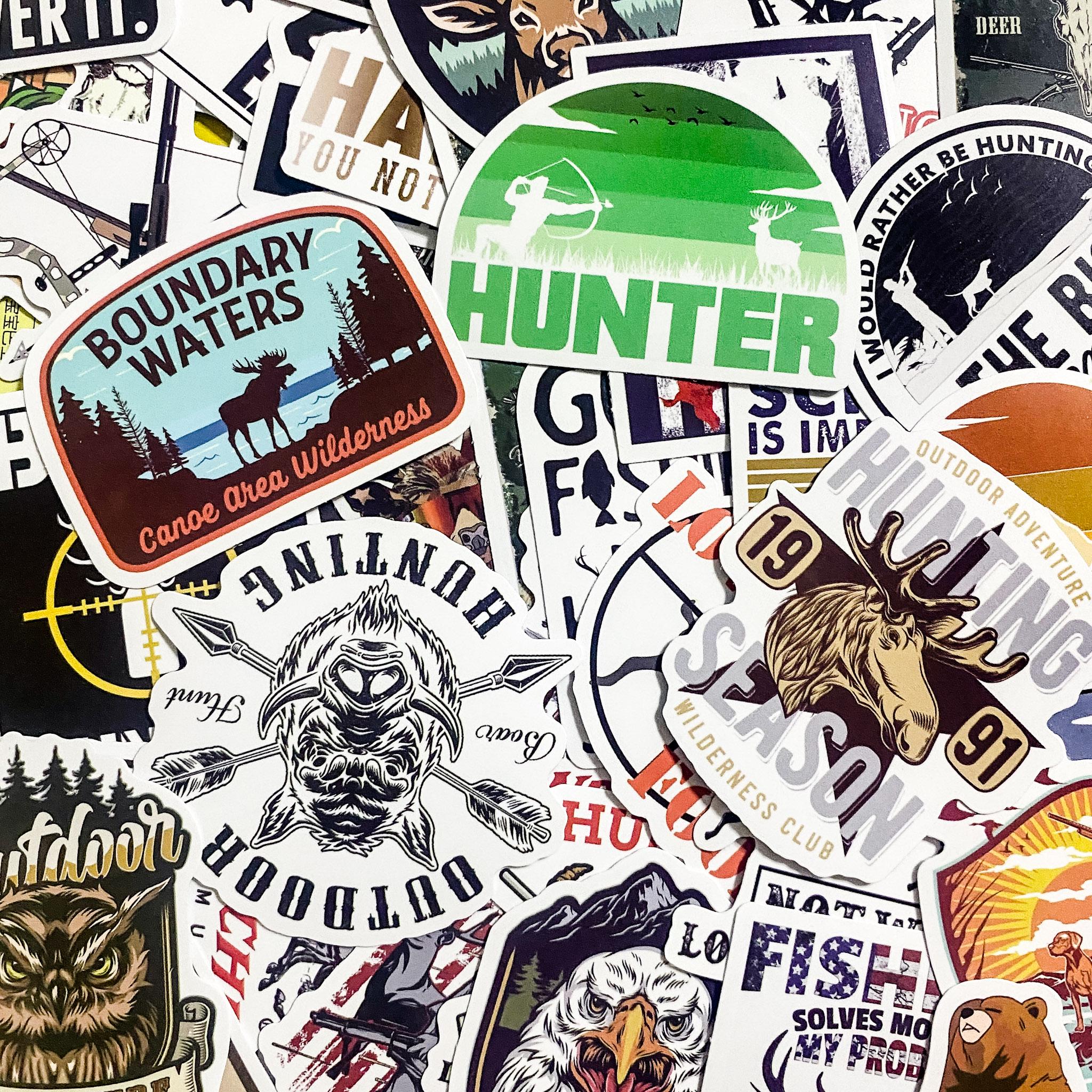 50 Random Hunting Stickers, Outdoor Adventure Stickers, Wildlife Camper ...