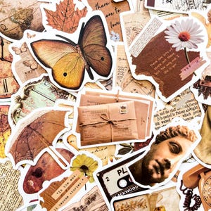 100 Random Vintage Aesthetic Stickers, Retro Style Stickers, Antique Decorative Stickers,Waterproof Sticker for Scrapbook,Journal,DIY Crafts