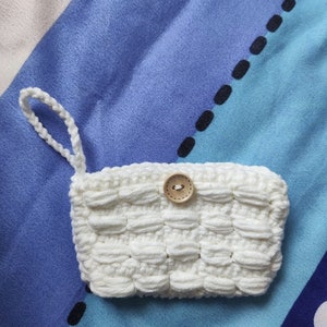 White Handwoven Wallet with Lanyard