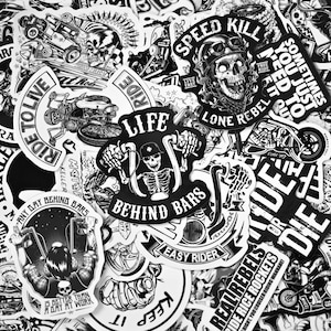 Pacote de adesivos de 100 peças de caveira, adesivos legais de Harley Davidson para livros infantis, conjunto de adesivos de motocicleta, pacote de adesivos góticos de Harley