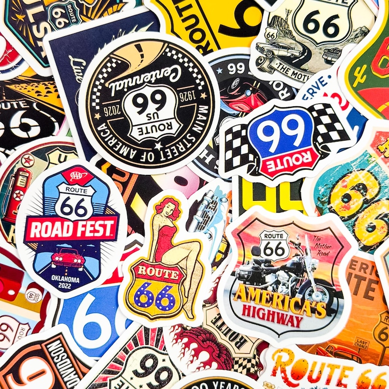Road Sticker Type 50PCS Rustic Highway Stickers Pack, Adventurous Western Travel Stickers ...