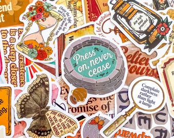 50 stuks tijdloos vintage citaatstickerspakket, stickers literair esthetische collage, inspirerende spreukstickers voor telefoonhoesje, bagage