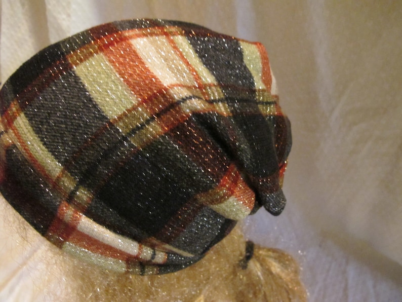 Slouchy Beanie Fabric Hat Unisex Slouchy Beanie Plaid Sparkle Banded Slouchy Beanie Unisex Slouchy Hat Fabric Slouch Hat SALE