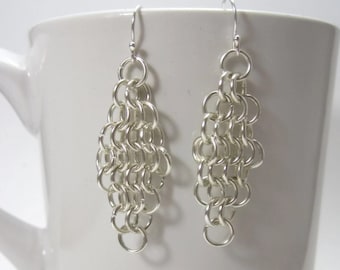 Chainmaille Diamond Earrings Euro 4-in1 weave