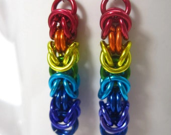 Rainbow Byzantine Chainmaille Earrings