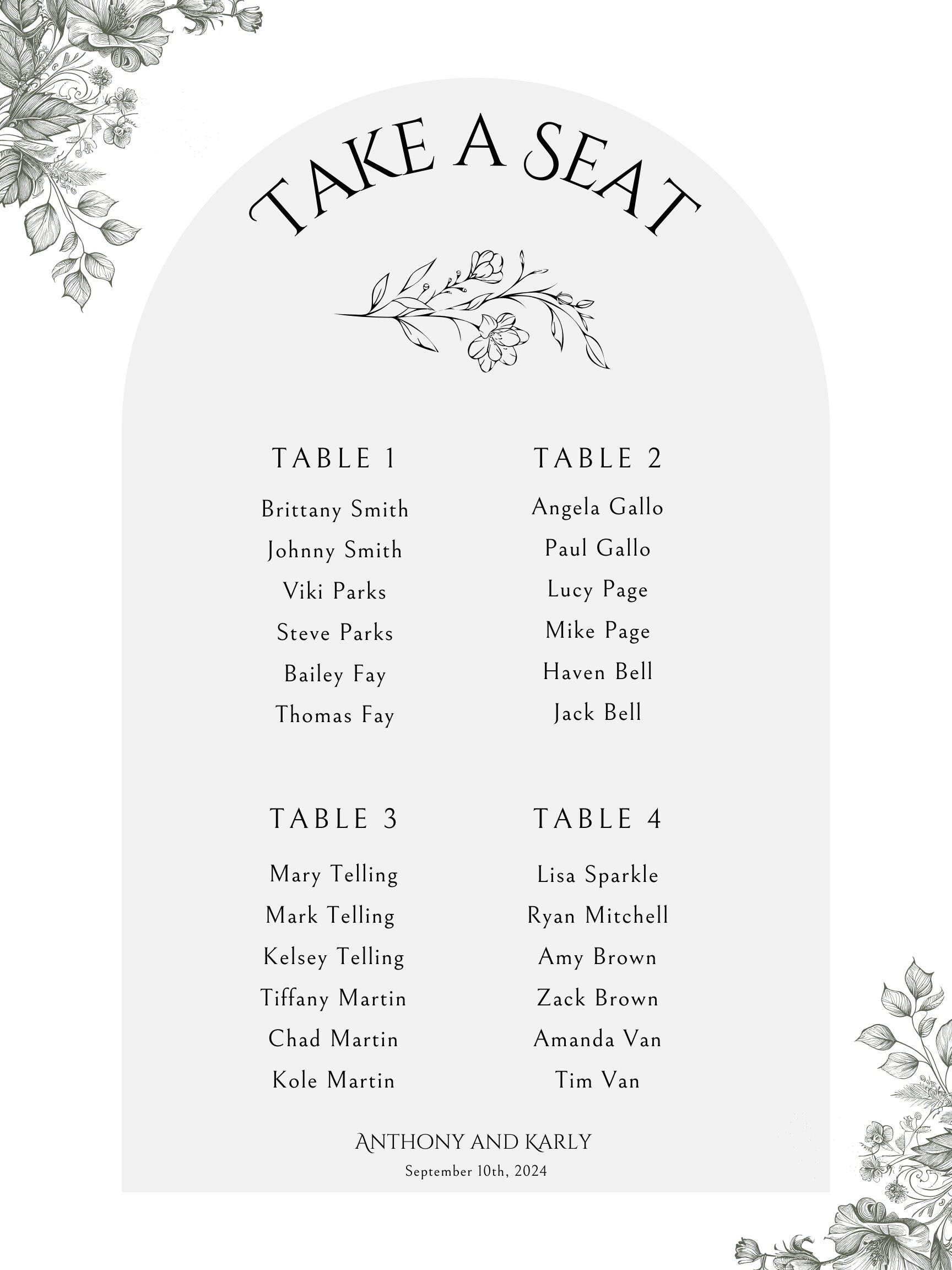 DIGITAL Wedding Seating Chart Template - Etsy