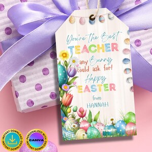 Appreciation Tag Editable, Easter Tags, Easter Basket Tags, Easter Gift Tags, Easter Printable, Teacher Appreciation Tag, Classroom Easter