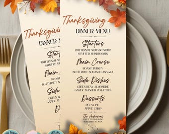 Editable Thanksgiving Dinner Menu, Printable Thanksgiving, Thanksgiving Menu Template, Thanksgiving Menu Editable, Fall Dinner Menu Template