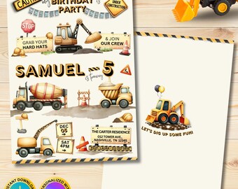 Editable Construction Birthday Invitation, Construction Party Invite, Dump Truck Birthday Invitation, Birthday Invitations Construction