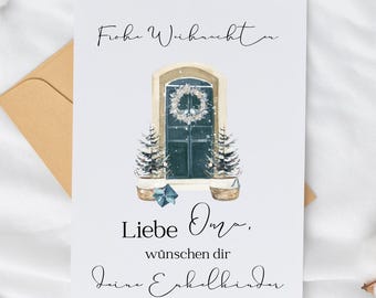 Personalized Christmas card A6 - Watercolor motif - Merry Christmas with name - Individual gift, Handmade, Christmas card with name