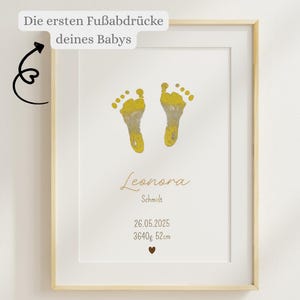 Personalized footprint with name | Gold/Silver/Dusty Rose | Optional frame & impression kit | Keepsake for parents