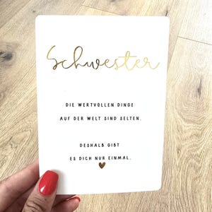 Postkarte "Schwester – Vergoldet" | Liebevolle Karte mit Gold-Effekt