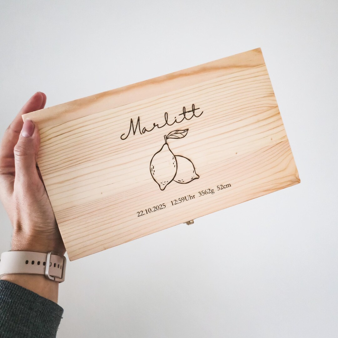 Personalized Wooden Birth Announcement Box – Keepsake Box With ...
