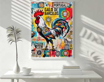 Instant Download | Digital Download Wall Art Portugal Galo De Barcelos Printable Graffiti Wall Art Rooster Galo De Barcelos Digital Download