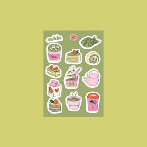 Tablero de pegatinas mate A6 matcha - Pegatinas para diario, scrapbooking, diario basura, bullet journal - pegatinas, lindas