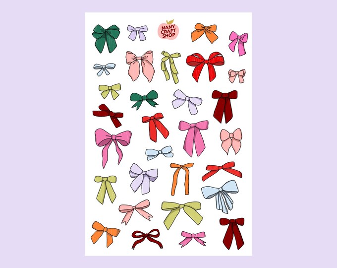 Paper Bow Sticker A5 Bow Sticker Sheet - Journaling, Scrapbooking, Junk Journal, Bullet ...