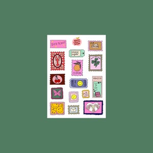 Foglio di adesivi con timbri A6 - Adesivi per diario, scrapbooking, diario spazzatura, diario proiettile - adesivi, carini