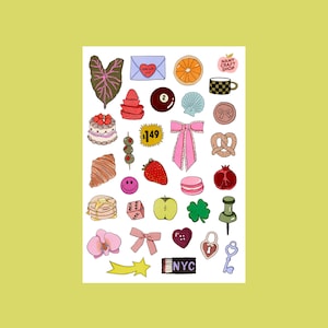 Planche stickers minis dessins A5 - Autocollants de journaling, scrapbooking, junk journal, bullet journal - stickers, cute