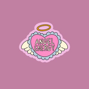 Sticker angel energy cœur - Stickers, autocollants de journal, scrapbooking, junk journal, bullet journal - rose et bleu