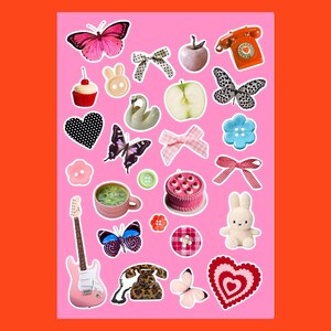 Foglio di adesivi maxi A4 per ragazze - Adesivi per diario, scrapbooking, diario spazzatura, diario proiettile - adesivi, carini