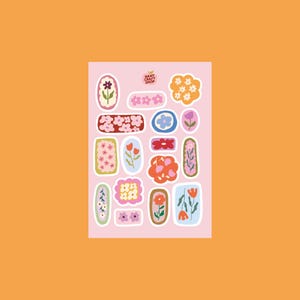 Planche stickers fleurs A6 - Autocollants de journaling, scrapbooking, junk journal, bullet journal - stickers, cute