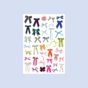 Feuille d'autocollants noeuds A5 - Autocollants de journal, scrapbooking, junk journal, bullet journal - stickers, cute