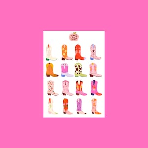 Planche stickers bottes de cowboy A6 - Autocollants de journal, scrapbooking, junk journal, bullet journal - stickers, cute
