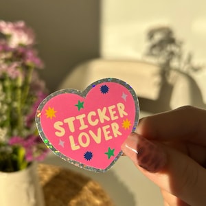 Sticker Paillettes Sticker lover - Adesivi, adesivi per diario, scrapbooking, junk journal, bullet journal - rosa