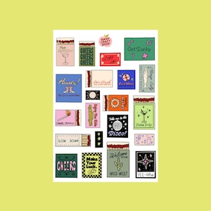 Planche stickers boîtes d’allumettes A5 - Autocollants de journaling, scrapbooking, junk journal, bullet journal - stickers