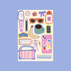 A5 Handtaschen Sticker Sheet - Journaling, Scrapbooking, Junk Journal, Bullet Journal Sticker - Süße Sticker