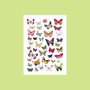 A5 Schmetterling Stickerbogen - Journal Sticker, Scrapbooking, Junk Journal, Bullet Journal - Aufkleber, süß
