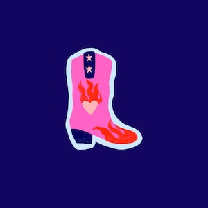 Sticker Botte de cowboy  - Stickers, autocollants de journal, scrapbooking, junk journal, bullet journal - rose et bleu