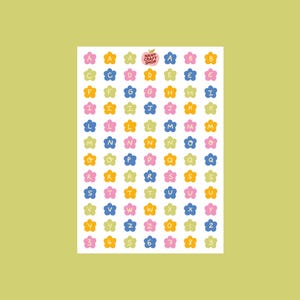 Planche stickers alphabet fleurs A5 mat - Autocollants de journaling, scrapbooking, junk journal, bullet journal - stickers, cute, coquettes