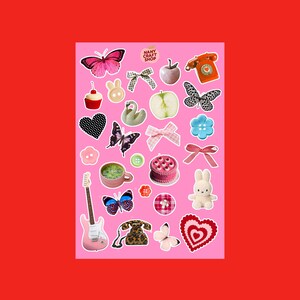 Planche stickers girly maxi A4 - Autocollants de journaling, scrapbooking, junk journal, bullet journal - stickers, cute