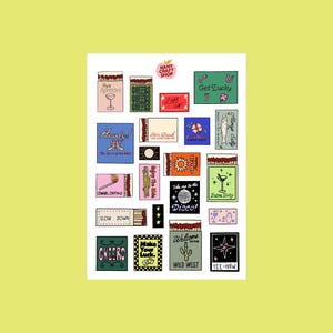 Feuille d'autocollants boîtes d’allumettes A5 - Autocollants de journal, scrapbooking, junk journal, bullet journal - stickers