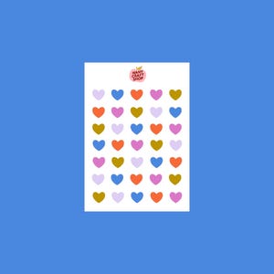 Feuille d'autocollants cœurs A6 - Autocollants de journal, scrapbooking, junk journal, bullet journal - stickers, cute