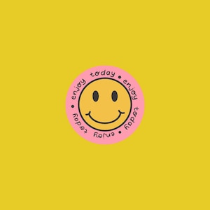 Sticker smiley enjoy today - Stickers, autocollants de journal, scrapbooking, junk journal, bullet journal -