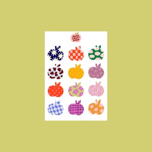Planche stickers pommes motifs A6 - Autocollants de journaling, scrapbooking, junk journal, bullet journal - stickers, cute